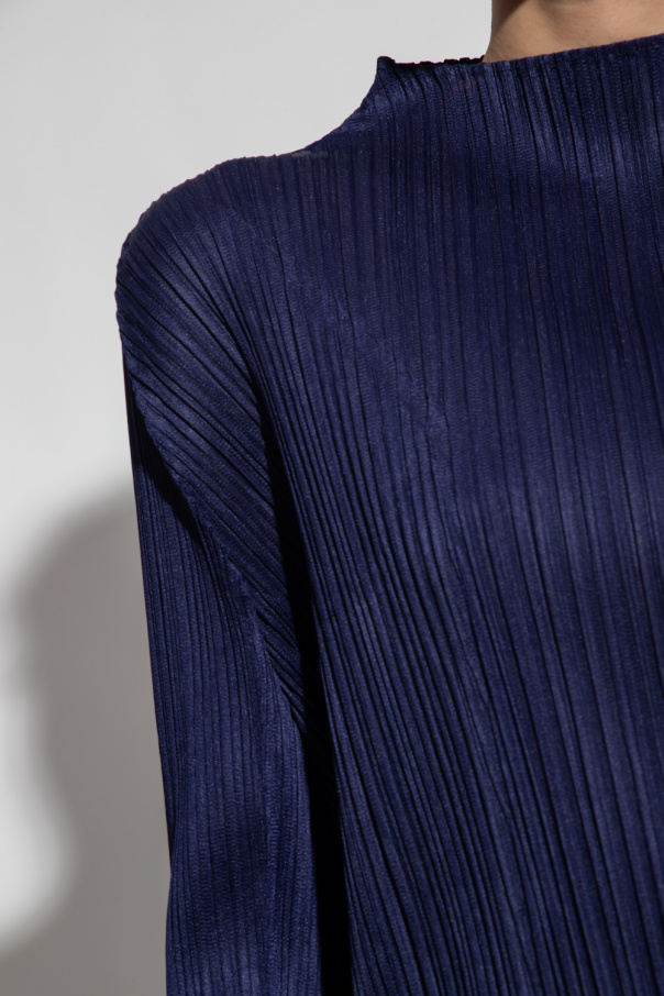 PLEATS PLEASE ISSEY MIYAKE 半袖トップス ネイビー PLEATS PLEASE ISSEY MIYAKE（Tシャツ(半袖/袖なし)）のフリマ